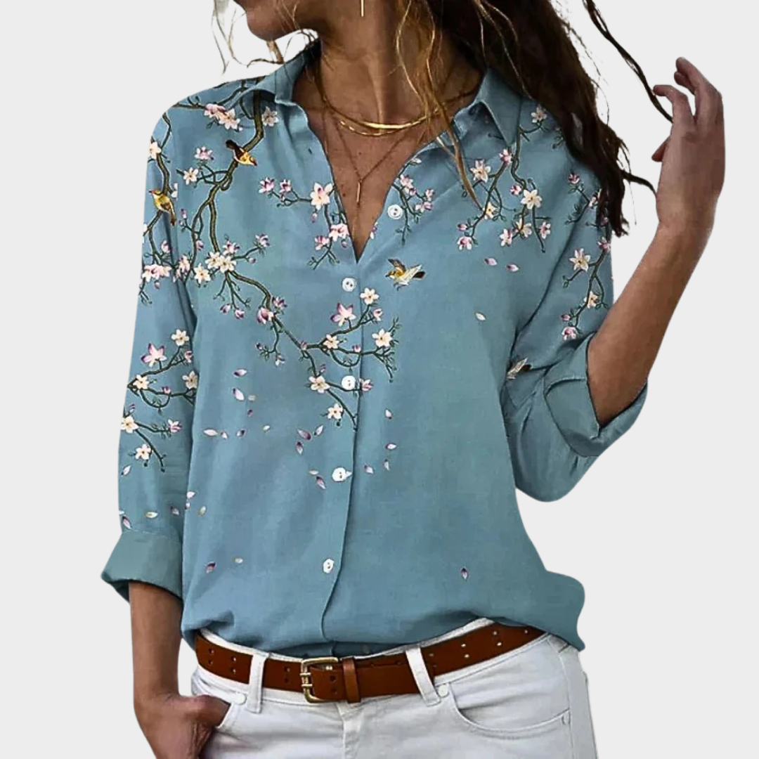 Women's Long-Sleeve Blouse - Trendy Prints - Relaxed Fit - Lightweight Fabric - Multiple Colours
