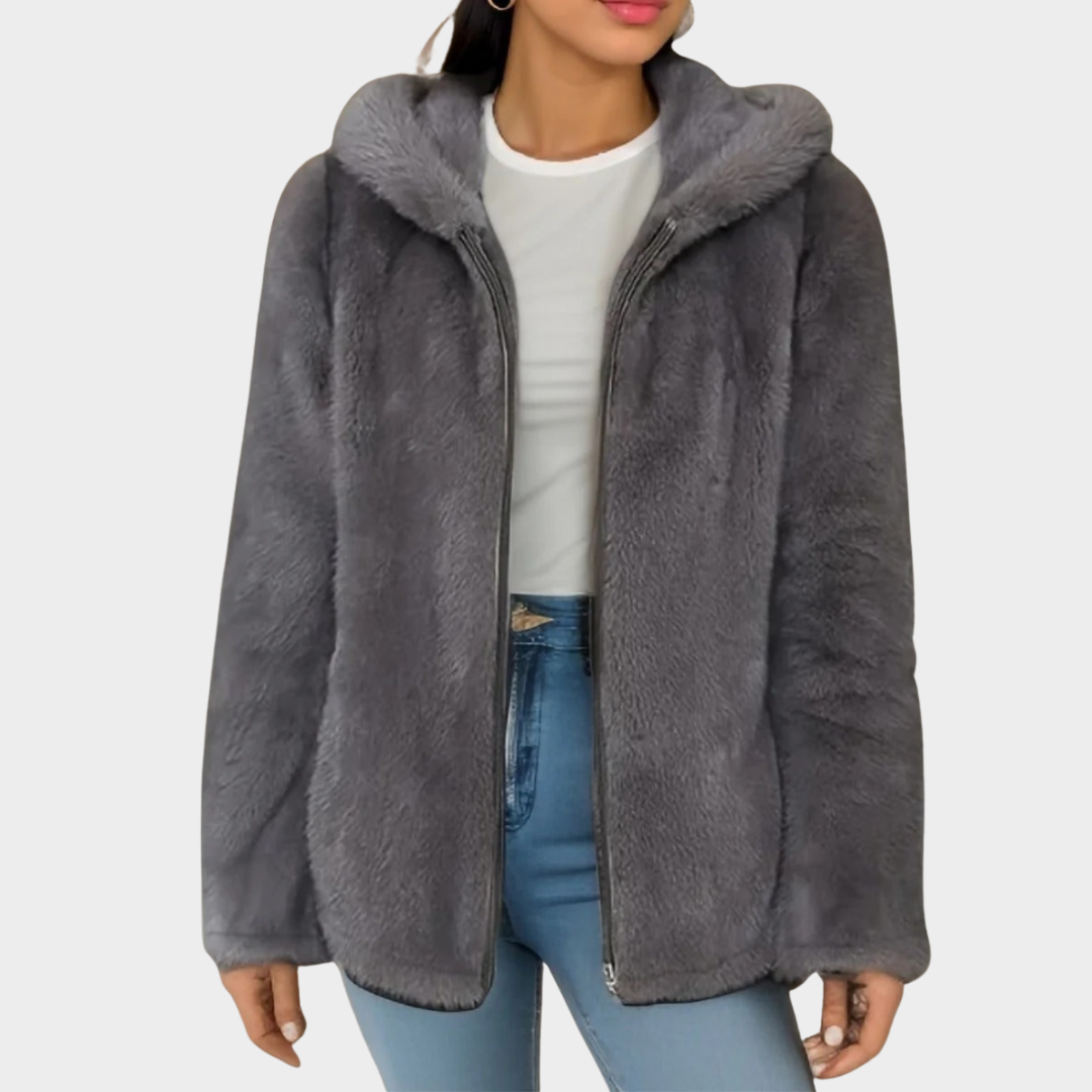Women’s Oversized Fleece Jacket – Hooded Faux Fur Mink Style Sweater Coat with Relaxed Fit – Multiple Colours