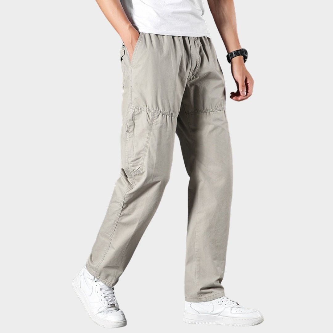 Men's Cargo Joggers - Elastic Waist - Multi-Pocket Design - Casual & Durable Work Trousers