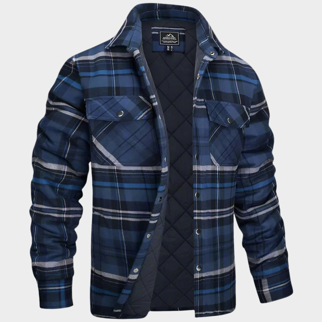 Men Plaid Shirt Jacket – Thickened Long Sleeve with Collar and Loose Fit – Multiple Colours