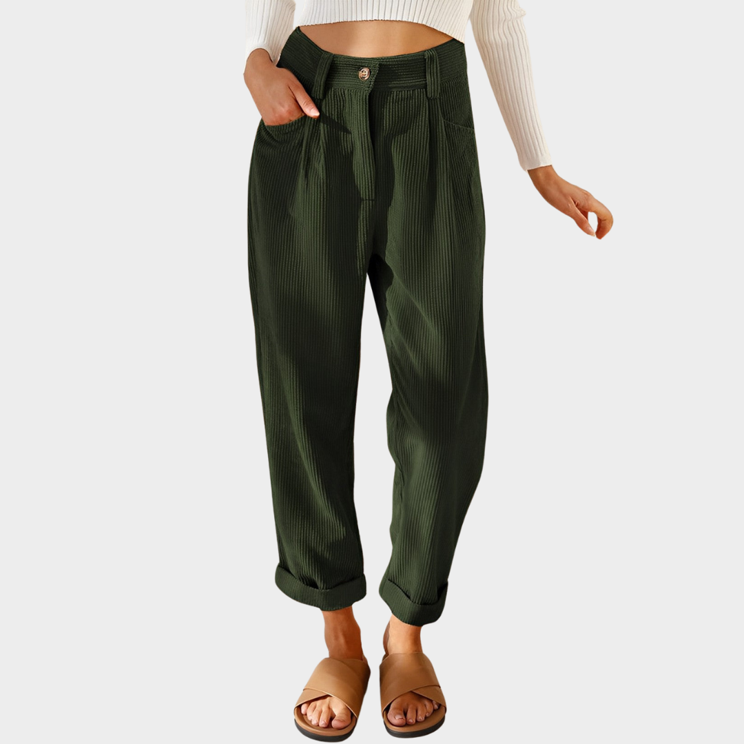 Women's High-Waist Corduroy Trousers – Casual Straight Fit – Soft & Durable – Multiple Colours