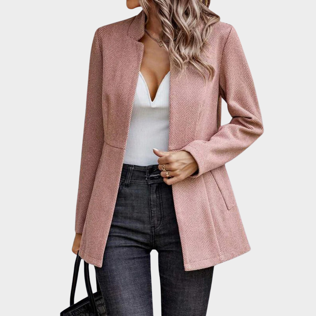 Women's Casual Long Sleeve Blazer – Chic Professional Business Office Work Jacket – Pink
