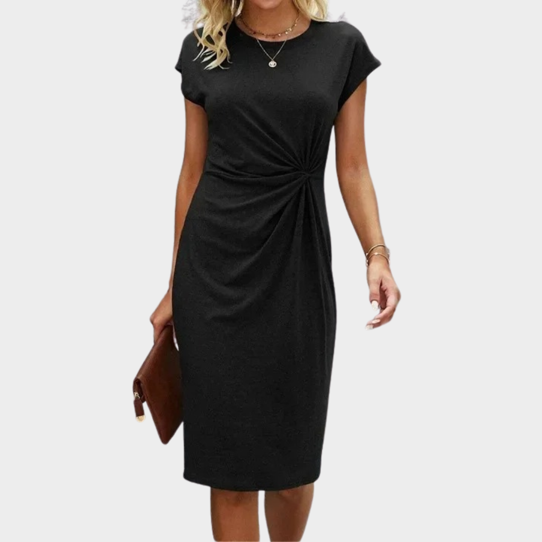 Women’s Loose Fit T-Shirt Dress – Short Sleeve Round Neck Casual Dress – Relaxed Silhouette – Soft Fabric – Black