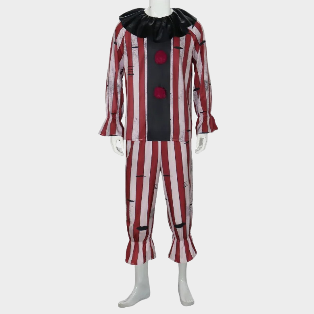 Evil Clown Halloween Costume – Unisex Bloodstain Cosplay Outfit Inspired by Art the Clown – Horror Role Play Party Uniform – Red