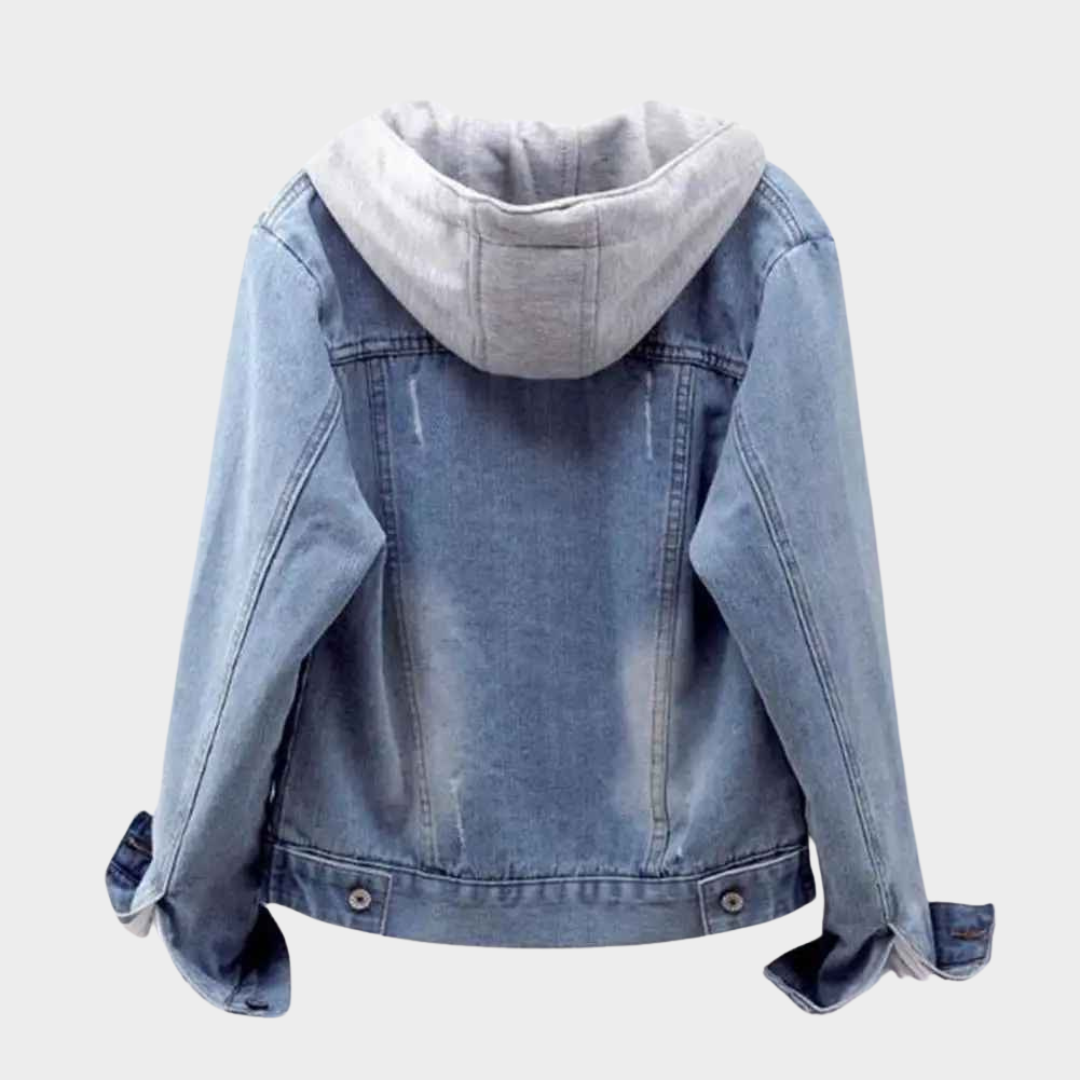 Women's Plush Denim Jacket - Soft Lined Winter Coat - Button-Up Casual Fit - Blue