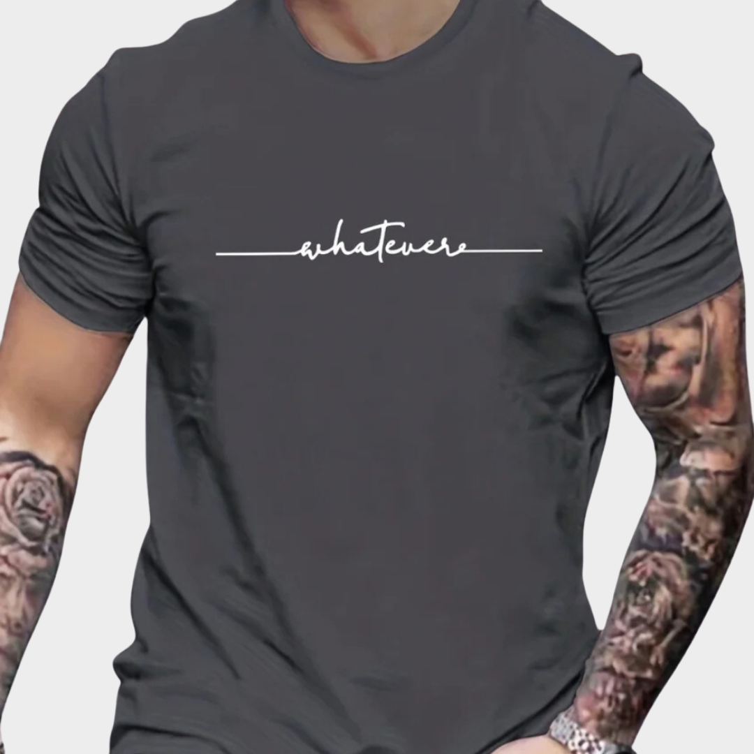 Men's Cotton T-Shirt – Loose Fit Round Neck Short Sleeve Tee – Letter Print Casual Top – Multiple Colours