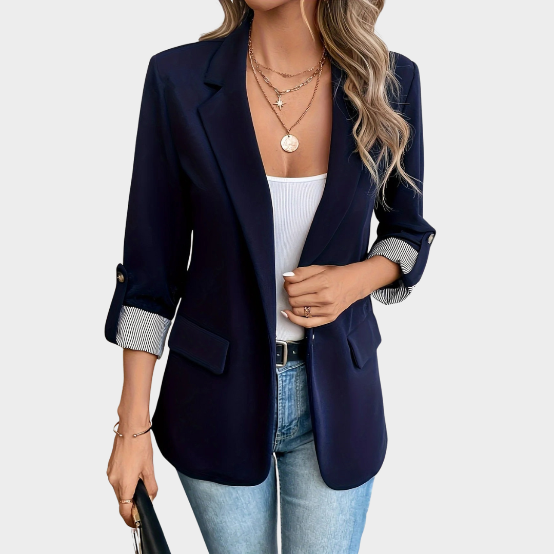 Women’s Slim Fit Suit Jacket – Seven Quarter Rolled Sleeve – Button Up – Elegant Office Wear – Multiple Colours