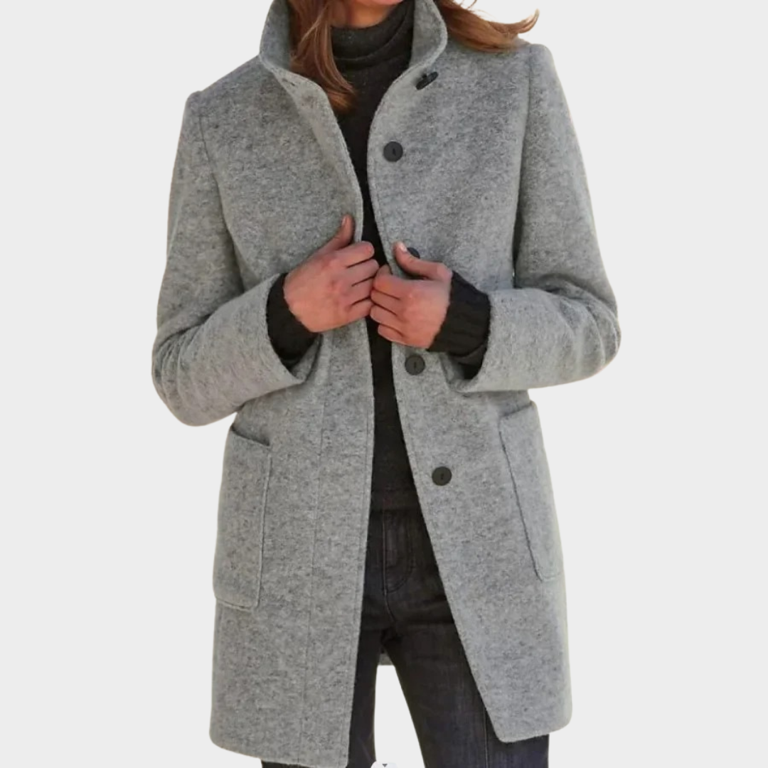 Women Long Sleeve Coat Jacket – Solid Color Single Breasted Outerwear – Classic Tailored Fit – Multiple Colours