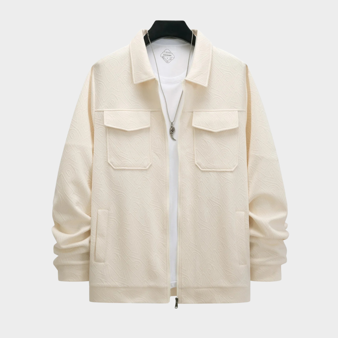 Men’s Business Casual Zipper Jacket – Solid Colour Long Sleeve Lapel Outerwear – Multiple Colours