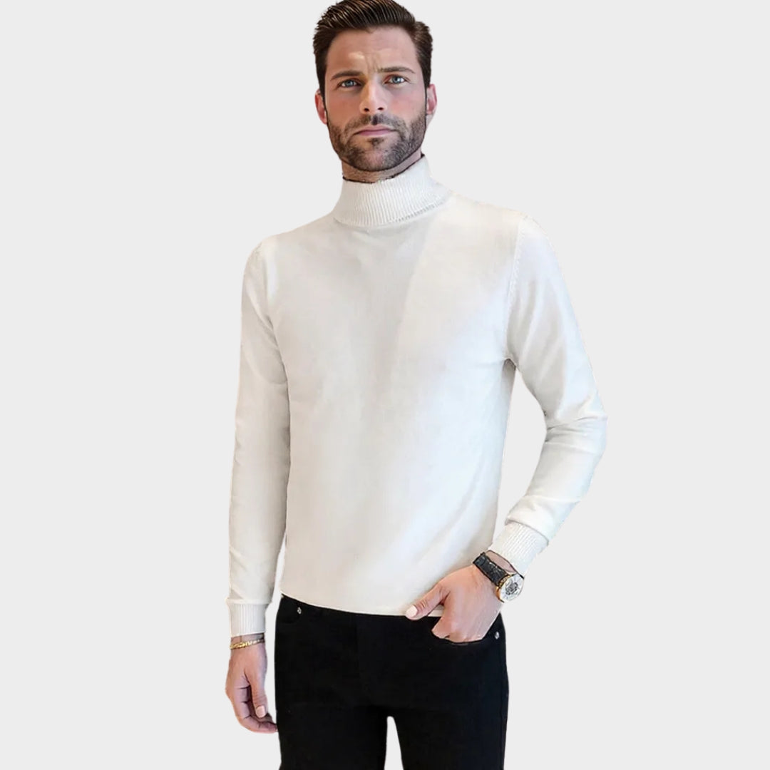 Men's Knitted Pullover Sweater - Half Turtle Neck - Wool Blend - Casual Fit - Multiple Colours