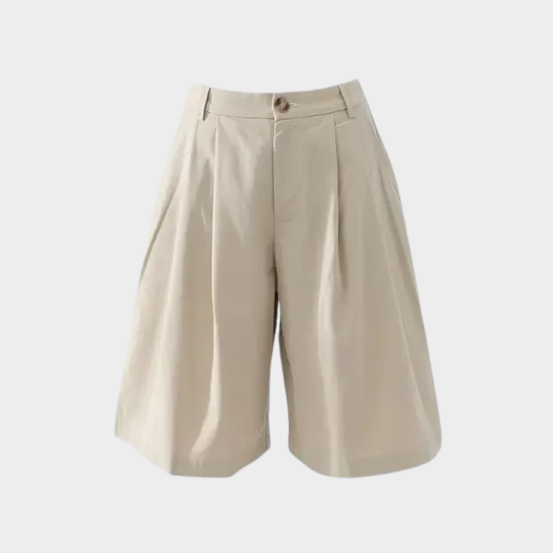 Women High Waist Wide Leg Trousers – Loose Fit Pleated Casual Pants – Lightweight Design – Apricot