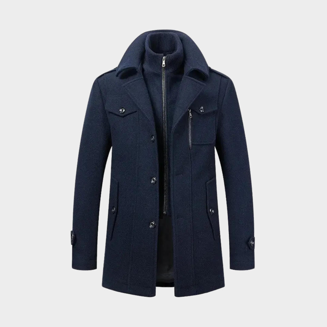 Men's Autumn/Winter Business Woolen Overcoat – Double Collar - Anti-Cold Nestle Jacket -