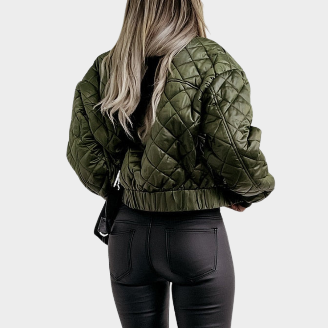Women's Quilted Puffer Jacket – Short MA1 Style – Sequin Angel Wings – Warm & Stylish – Multiple Colours
