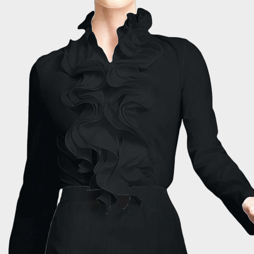 Women's Ruffle Blouse – Elegant Long Sleeve Top – Lightweight & Feminine – Multiple Colours