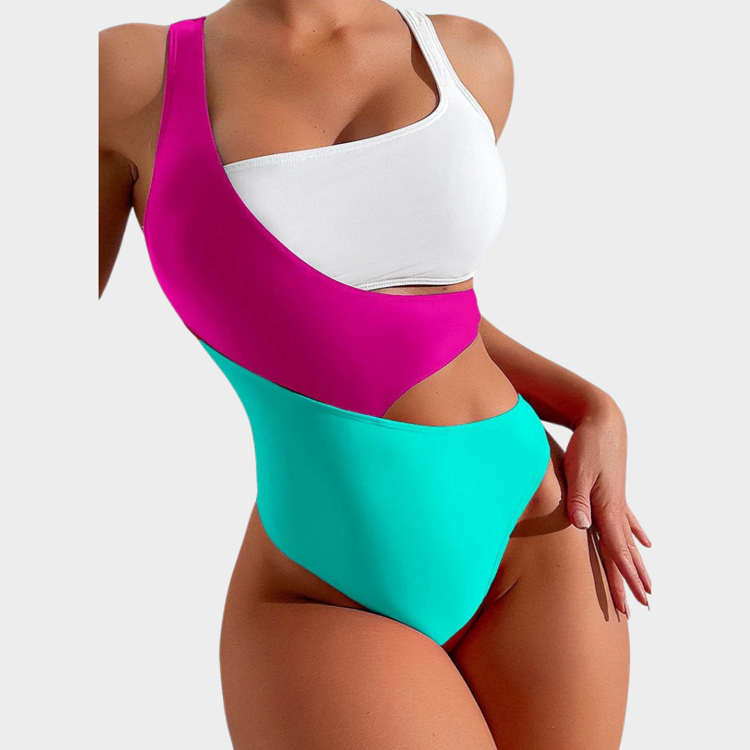 Women Two Piece Swimsuit – Bikini Trikini Hybrid with Adjustable Fit in Smooth Stretch Fabric – Multiple Colours