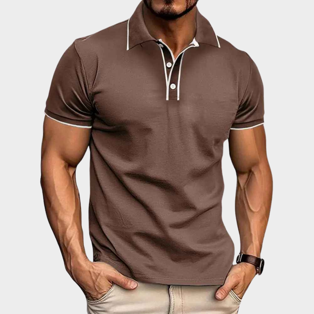 Men's Polo Shirt – Athletic Fit Short Sleeve with Cotton Blend and Piping Detail – Multiple Colours