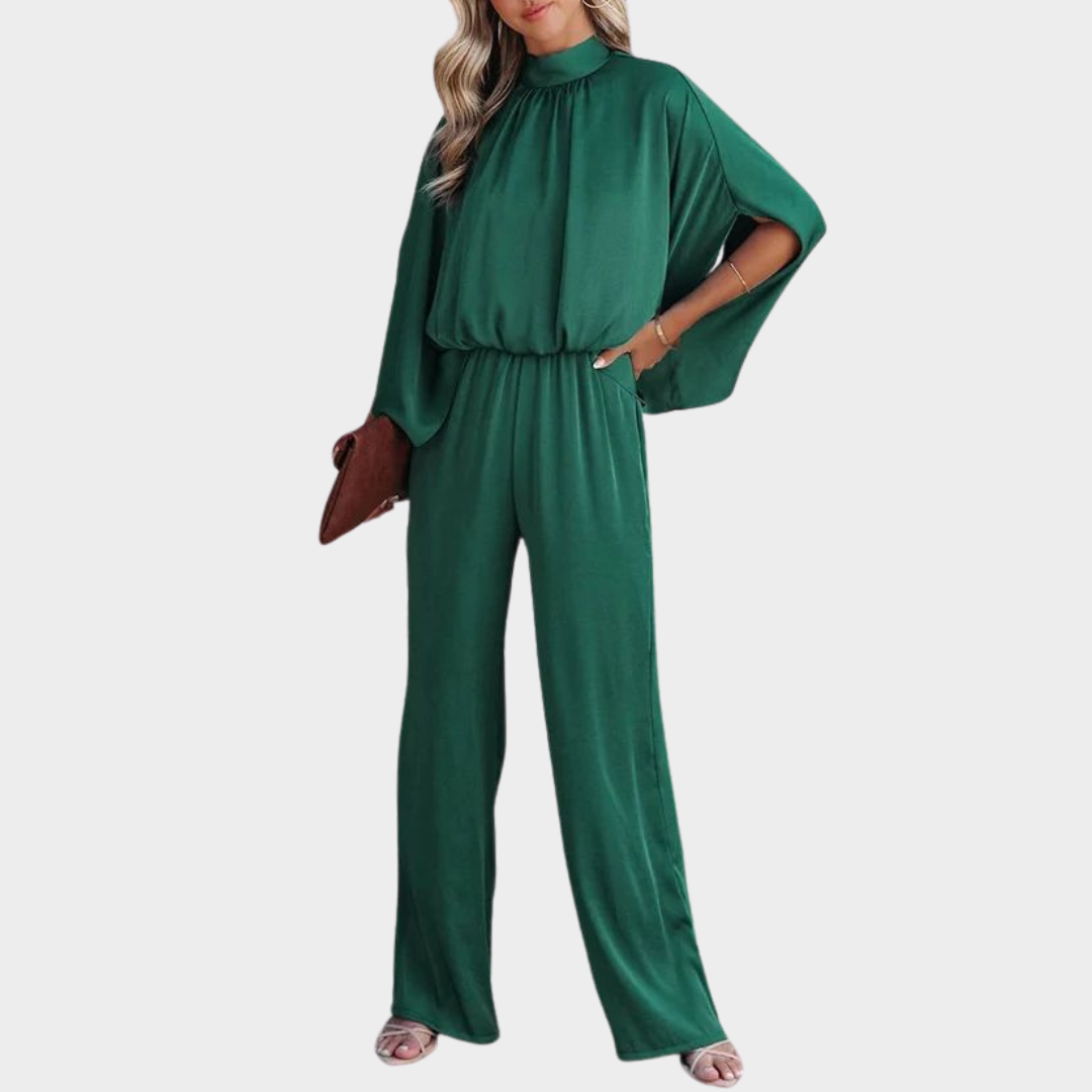 Women's Long Sleeve Jumpsuit – Waist Tie – Wide Leg Fit – Elegant Casual One-Piece – Multiple Colours