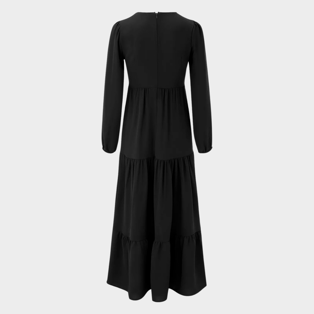 Women’s V-Neck A-Line Dress – Long Fit – Solid Colour – Casual Holiday Style – Lightweight Fabric – Multiple Colours