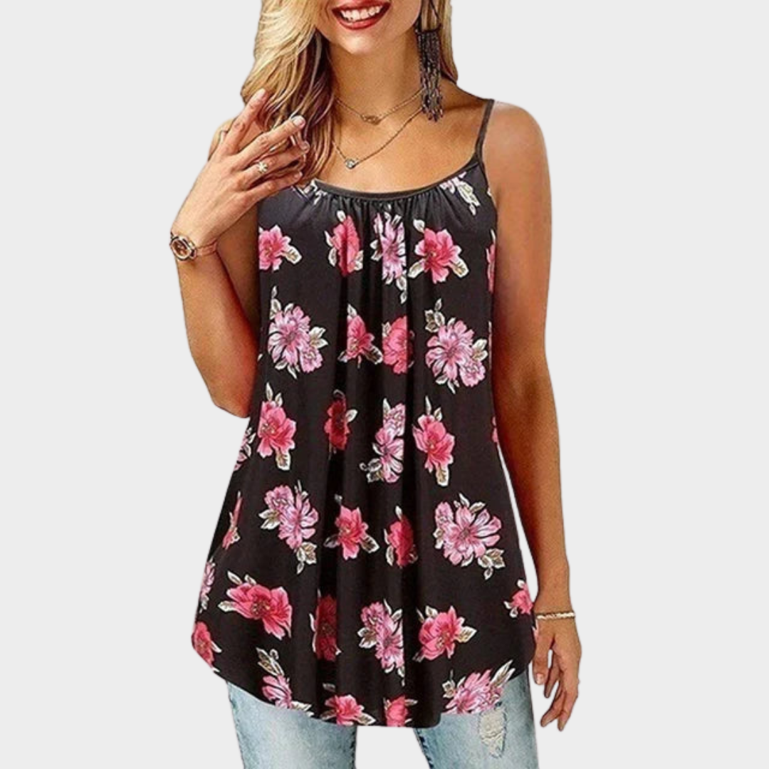 Women’s Floral Print Tank Top – Sleeveless Casual Camisole – Relaxed Fit Lightweight Streetwear Vest – Multiple Colours