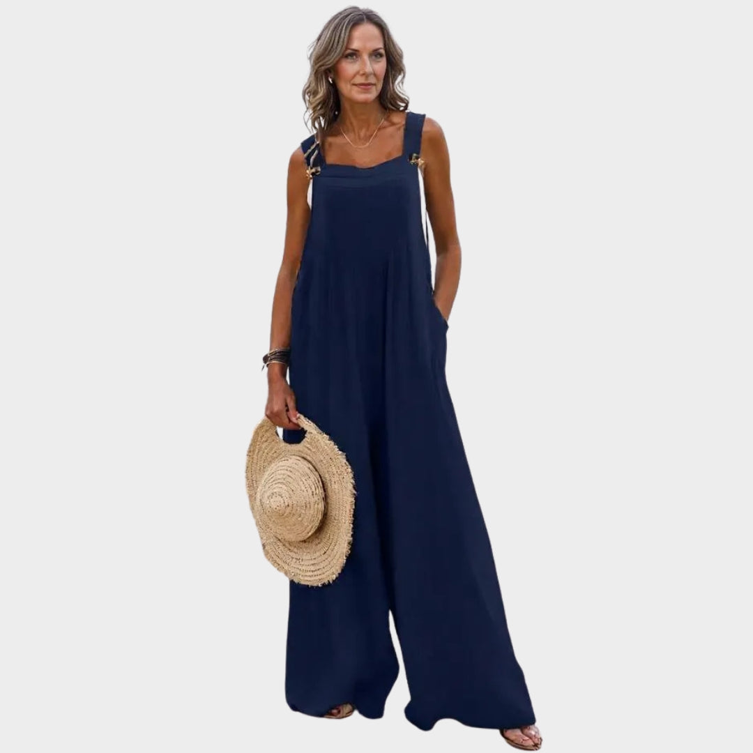 Women Lace-Up Hollow Out Jumpsuit – Long Pants, V-Neck, Elegant Office Rompers