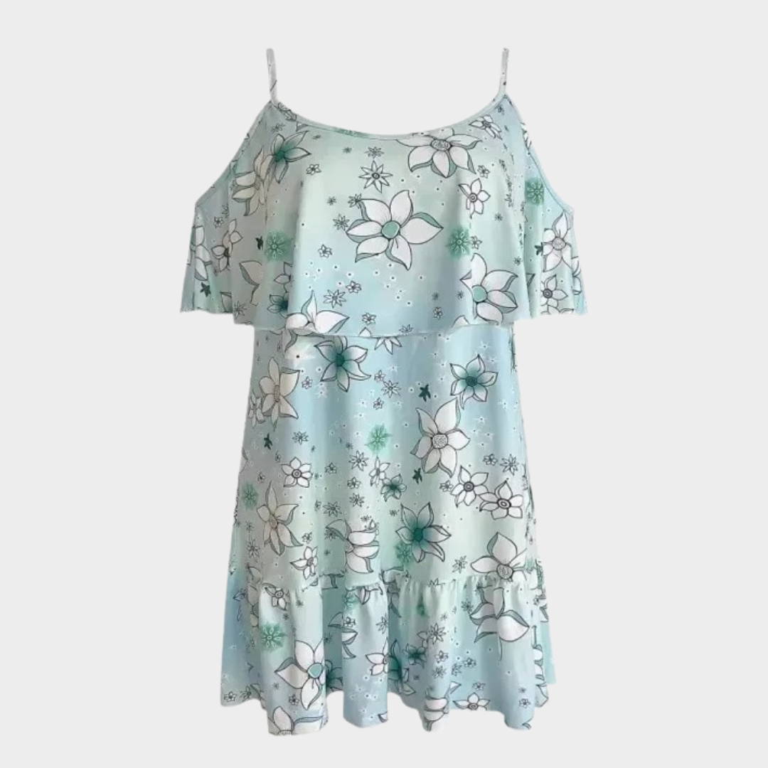 Women Floral Print Dress – Sleeveless Tank Style – Decorative Pleats – Lightweight Fabric – Elegant Fit – Multiple Colours