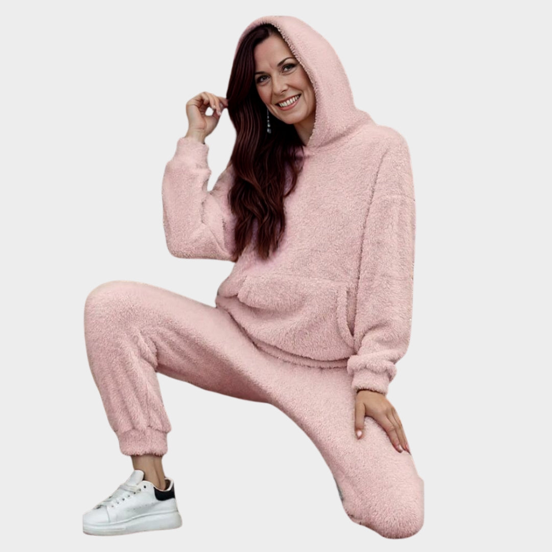 Women's Plush Two-Piece Lounge Set – Hoodie & Pants – Soft Fleece – Multiple Colours