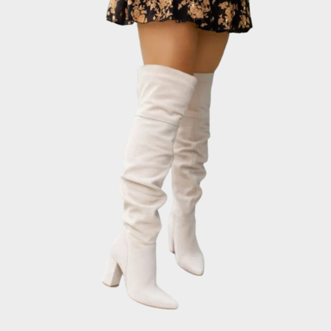 Women's Over The Knee Boots – High Heel Long Boots – Side Zipper & Pointed Toe – Multiple Colours