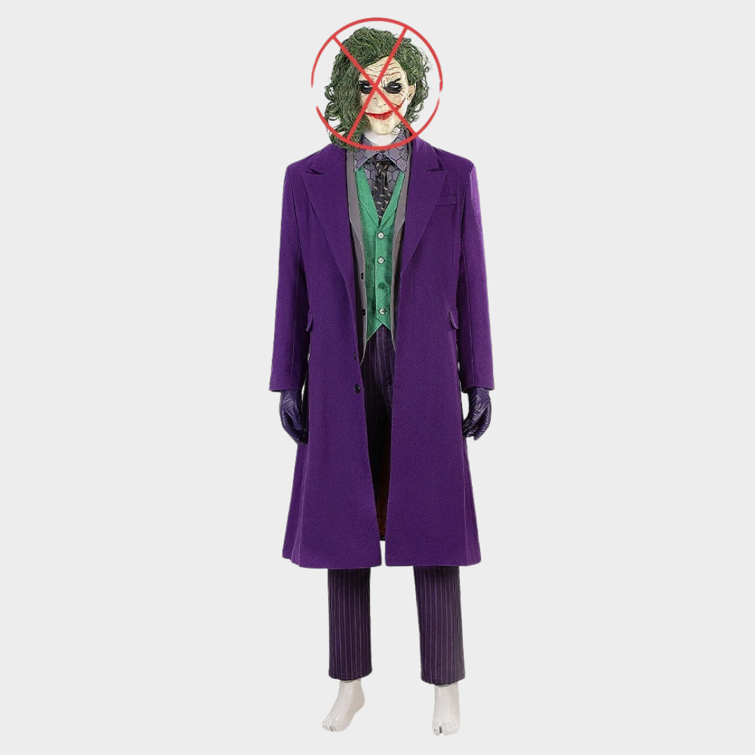 Men Dark Knight Joker Halloween Costume – Cosplay Outfit with Jacket Vest and Shirt – Full Set Party Uniform Inspired by Movie – Purple