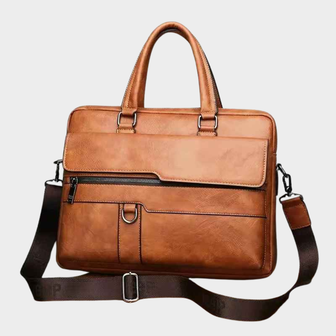 Men's Leather Business Briefcase – Laptop and A4 Document Messenger Bag with Shoulder Strap – Multiple Colours