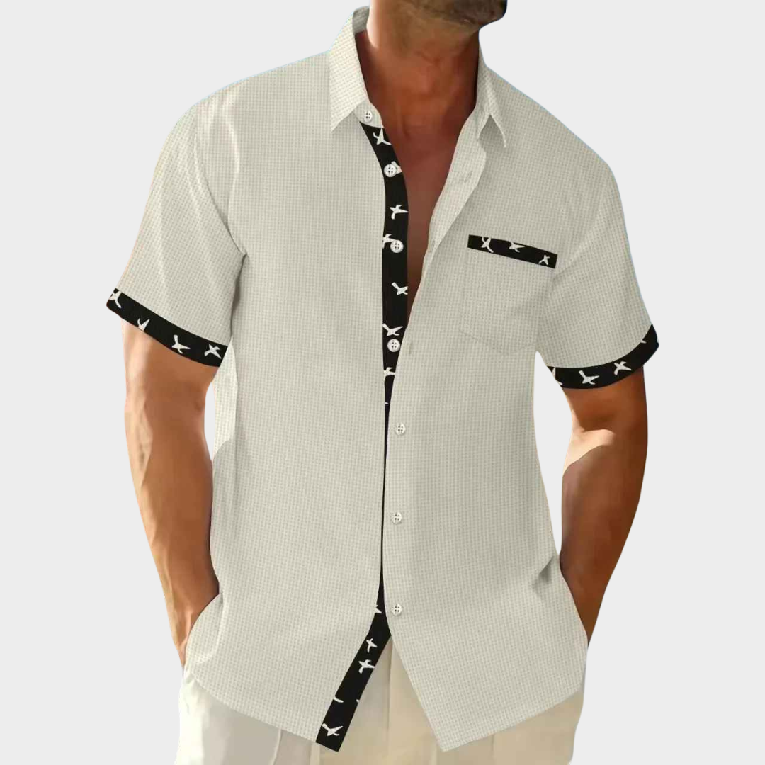 Men's Shirt – Short Sleeve Open Cardigan Style Waffle Texture with Pocket – Multiple Colours