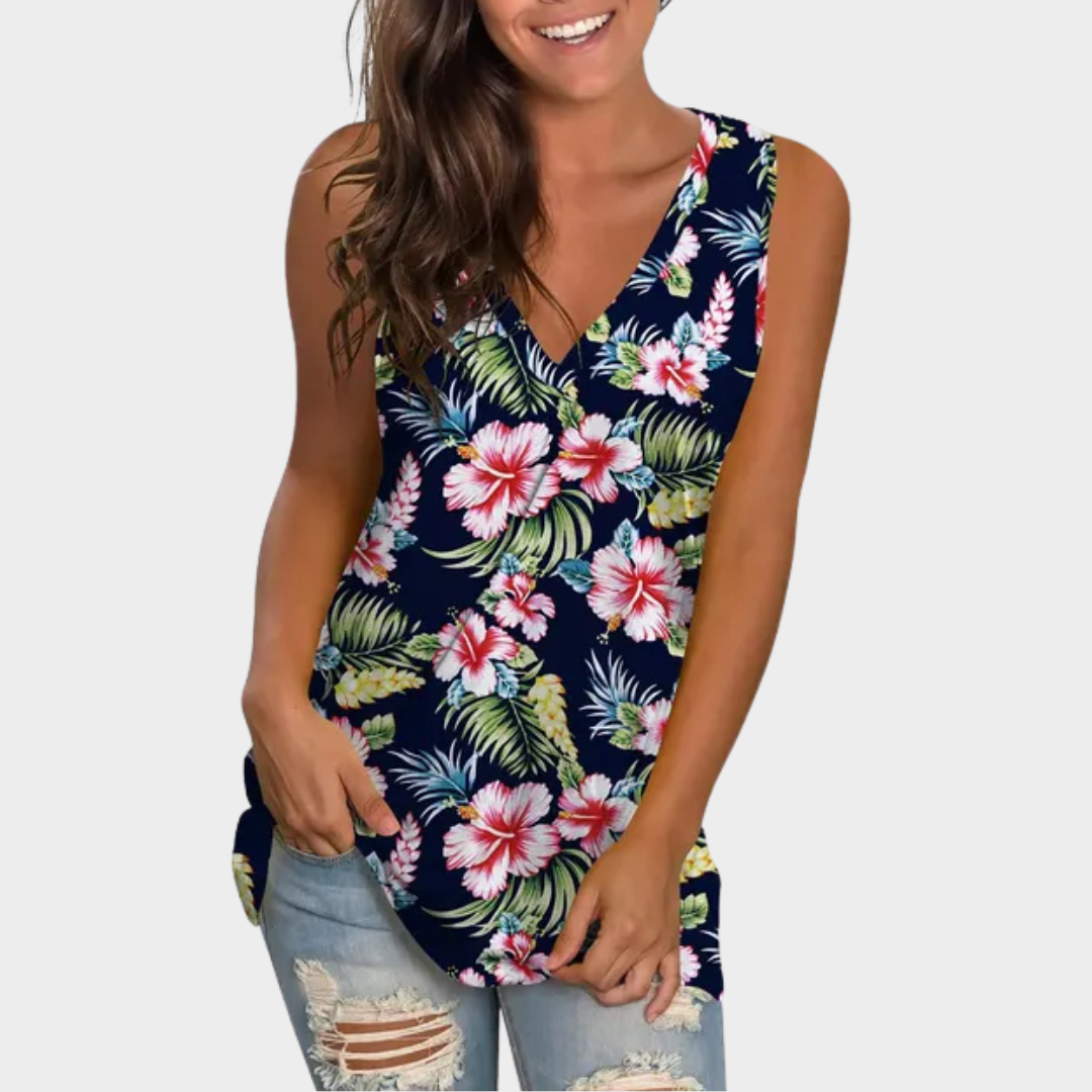 Women’s V-Neck Sleeveless Tank Top – Casual 3D Butterfly Print Camisole – Relaxed Fit Lightweight Streetwear – Black