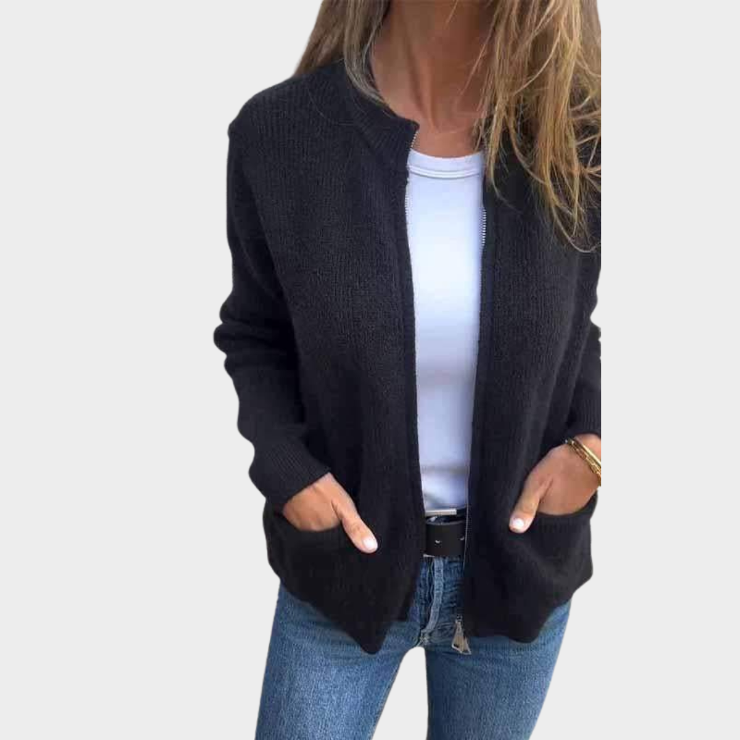 Women's Long Sleeve Knitted Cardigan – Casual Outerwear – Pockets – Multiple Colours