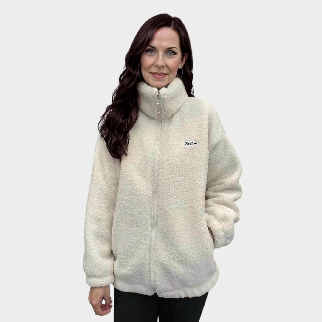 Women’s Lightweight Fleece Fluffy Coat – Streetwear Harajuku Zipper Jacket, Brown, Beige, Khaki