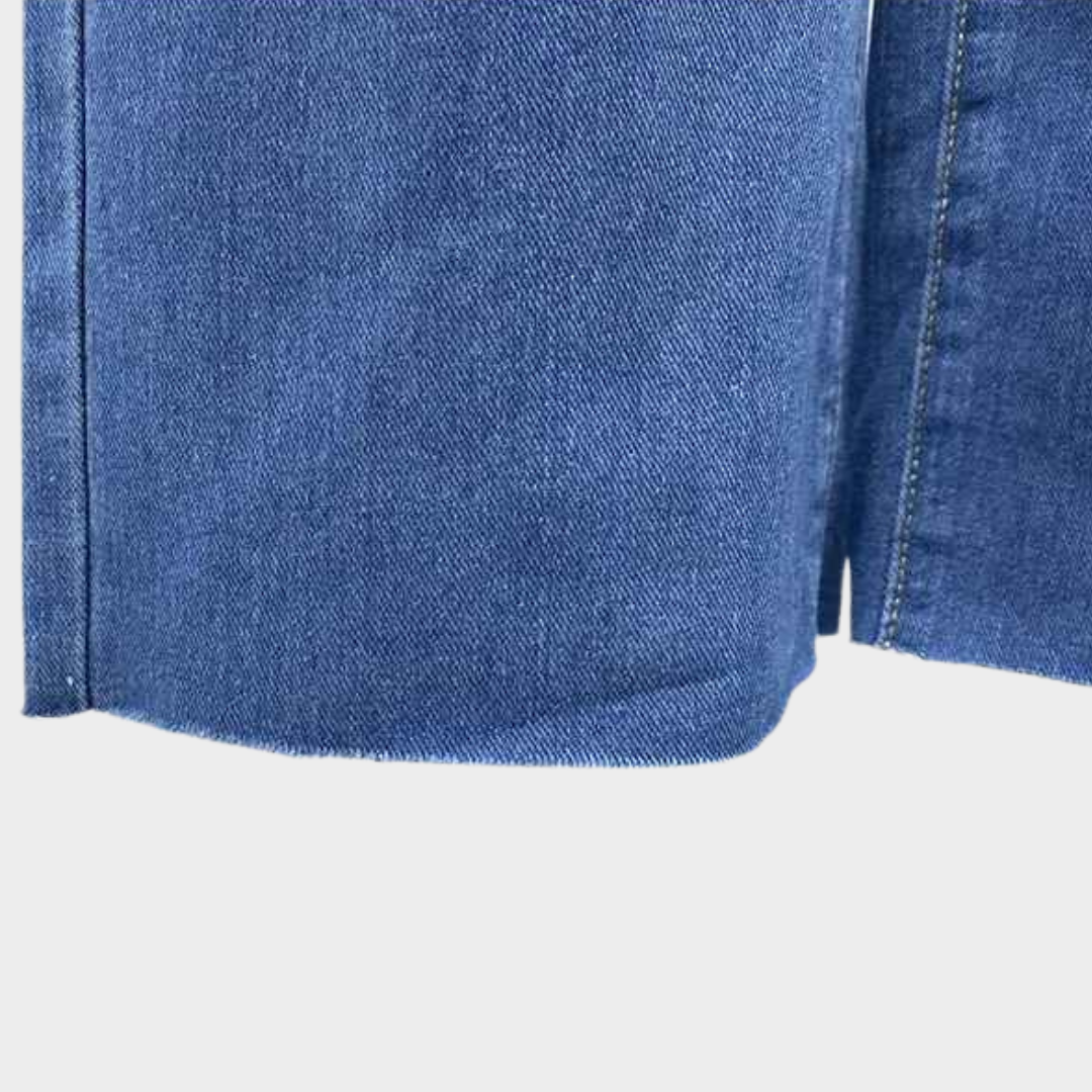 Women's Wide-Leg Jeans - High Waist Ankle-Length Denim Trousers - Zipper Fly with Pockets - Blue