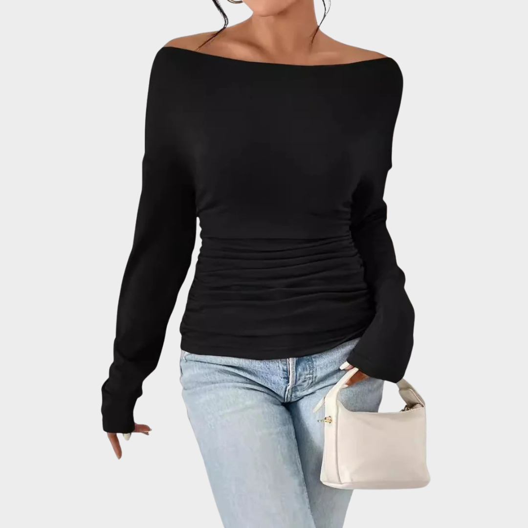Women Asymmetrical Shoulder Top – Chic Long Sleeve Slim Fit Blouse with Modern Elegant Design – Comfortable Fashion Knitwear – Multiple Colours