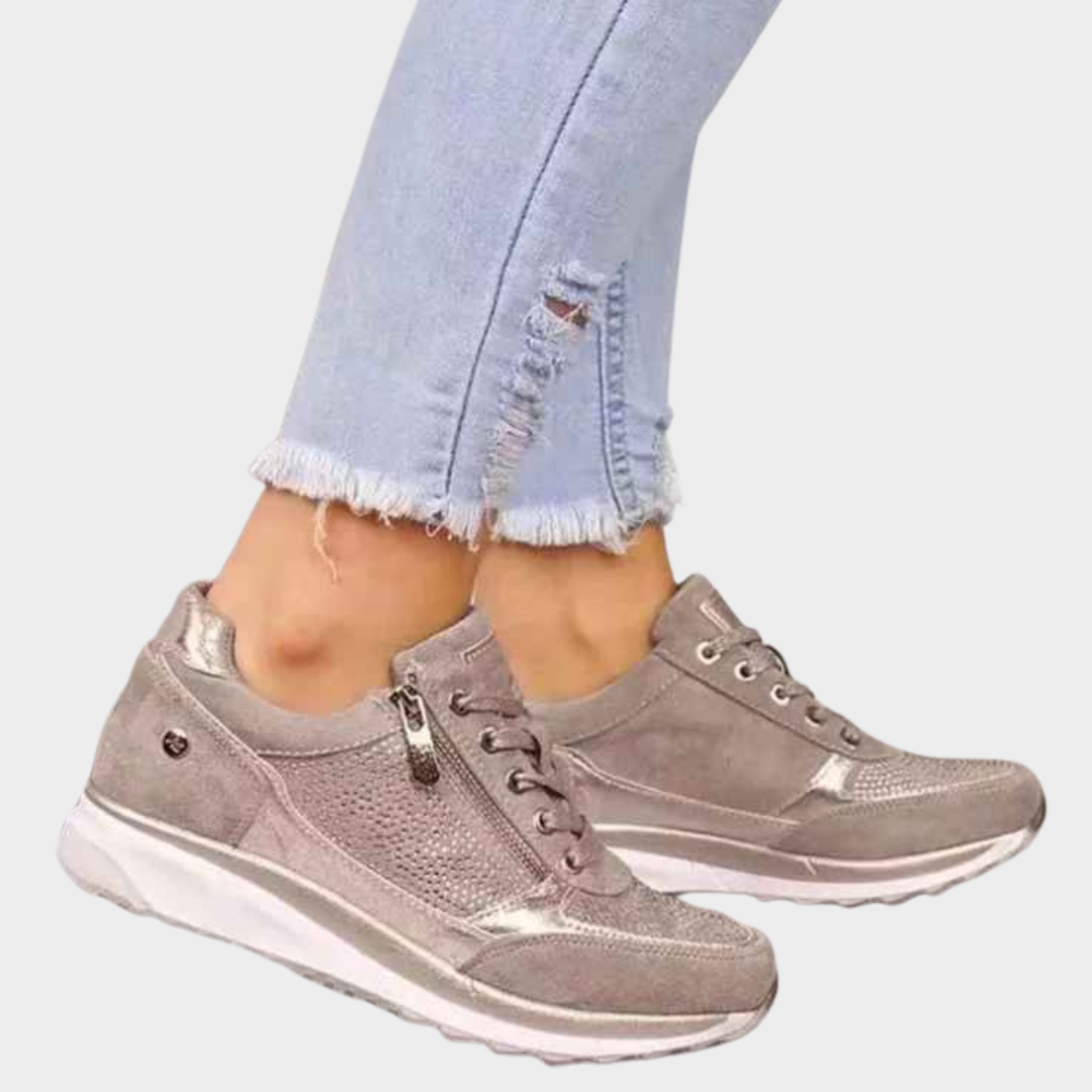 Women's Wedge Sneakers - Sequins Vulcanized Sport Shoes - Fashion Casual Trainers - Multiple Colours