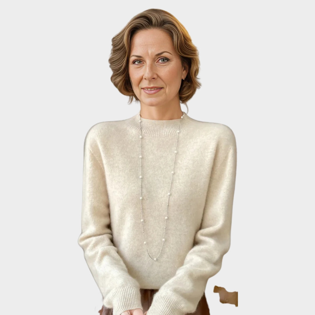 Women’s Fall Winter Merino Wool Sweater – Mock Collar Pullover, Multiple Colors