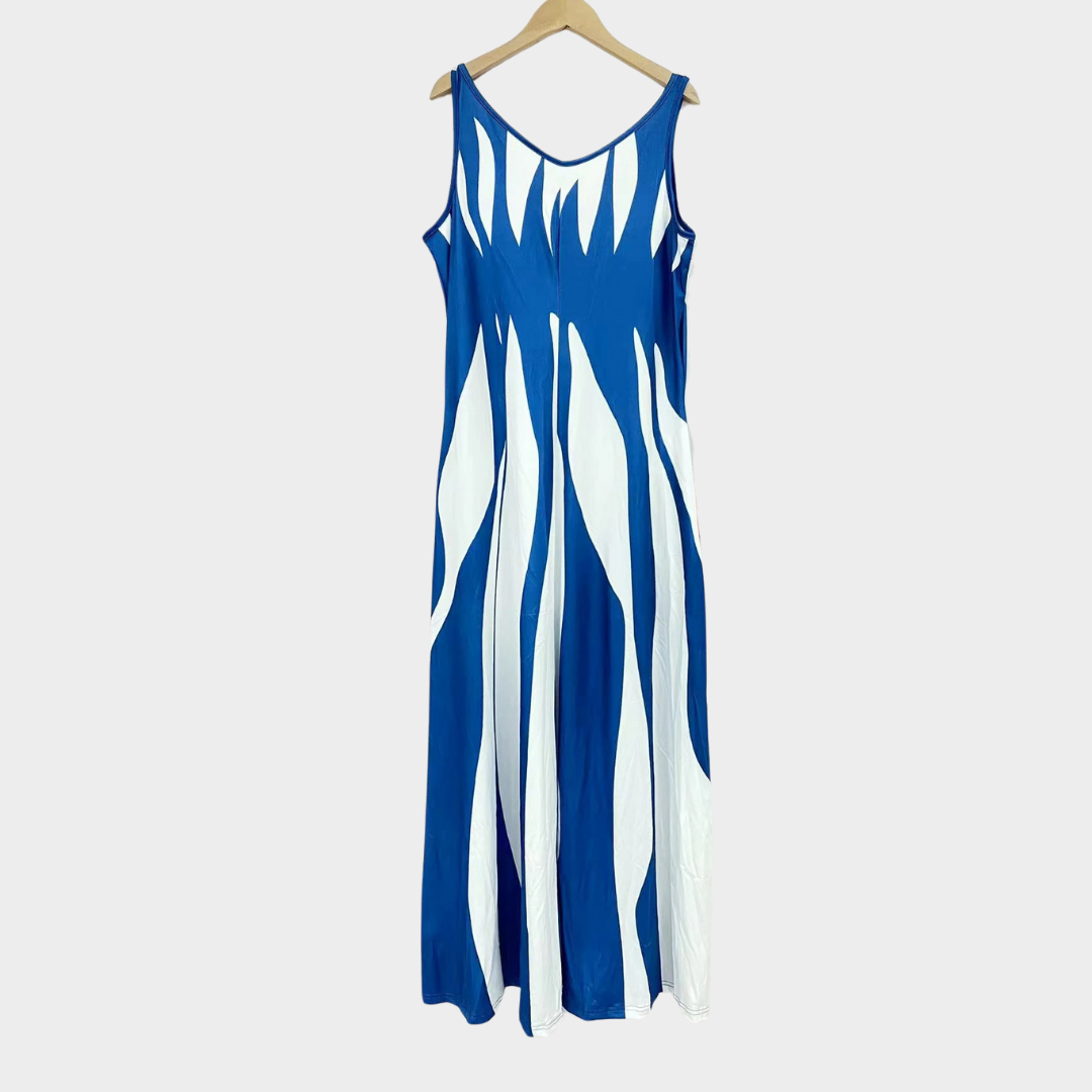 Women’s Printed V-Neck Long Dress – Elegant Flowing Maxi Dress – Lightweight Fabric – Multiple Colours