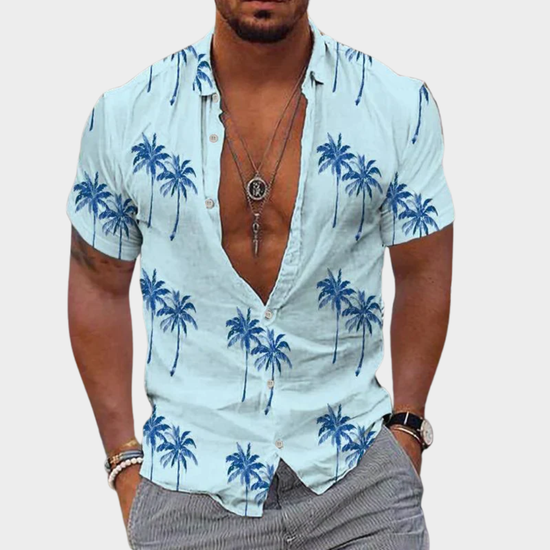Men’s Hawaiian Shirt – Short Sleeve – Casual Cotton – Tropical Print – Multiple Colours