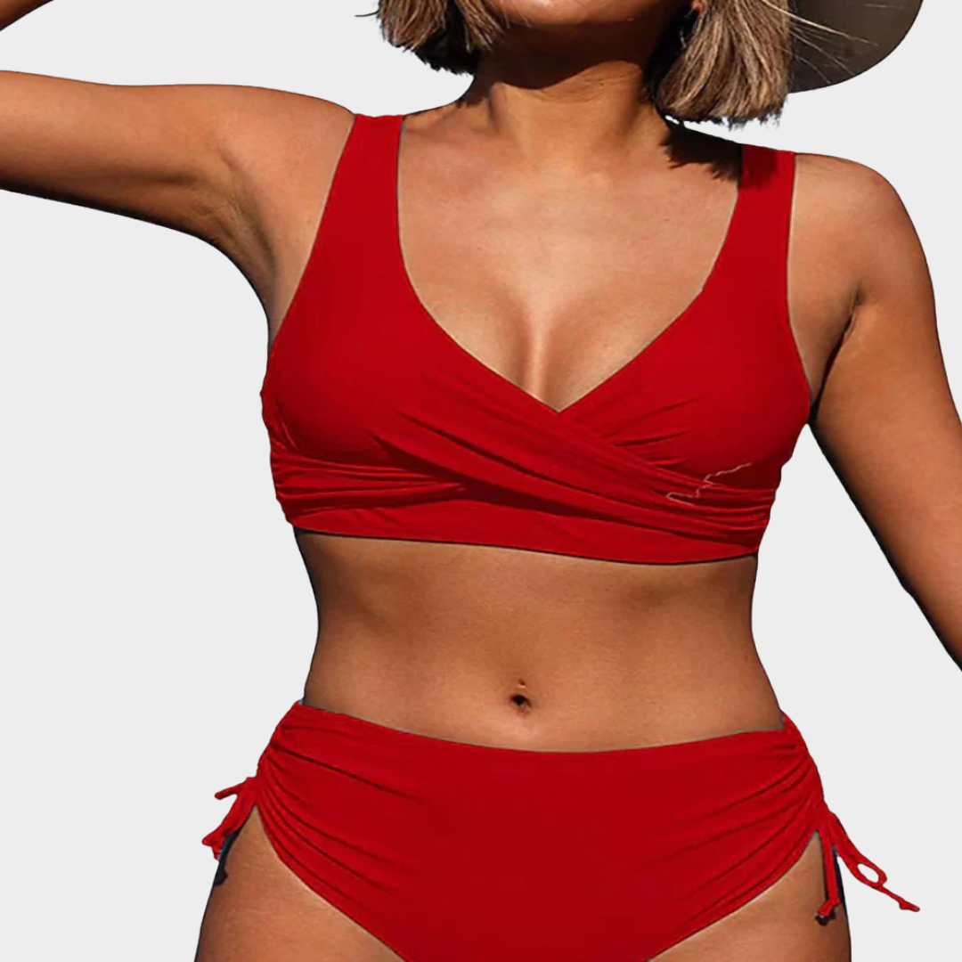 Women Wrap Bikini Set – High-Waisted Two-Piece – Adjustable Ruched Bottom – Breathable Comfort Fit – Multiple Colours