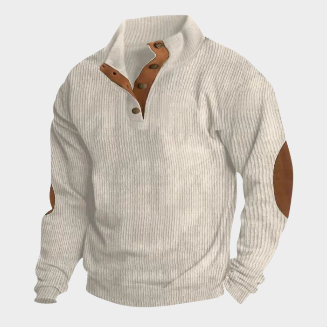 Men’s Pullover Sweatshirt – Corduroy Fabric – Stand Collar – Long Sleeves – Casual Fit – Multiple Colours