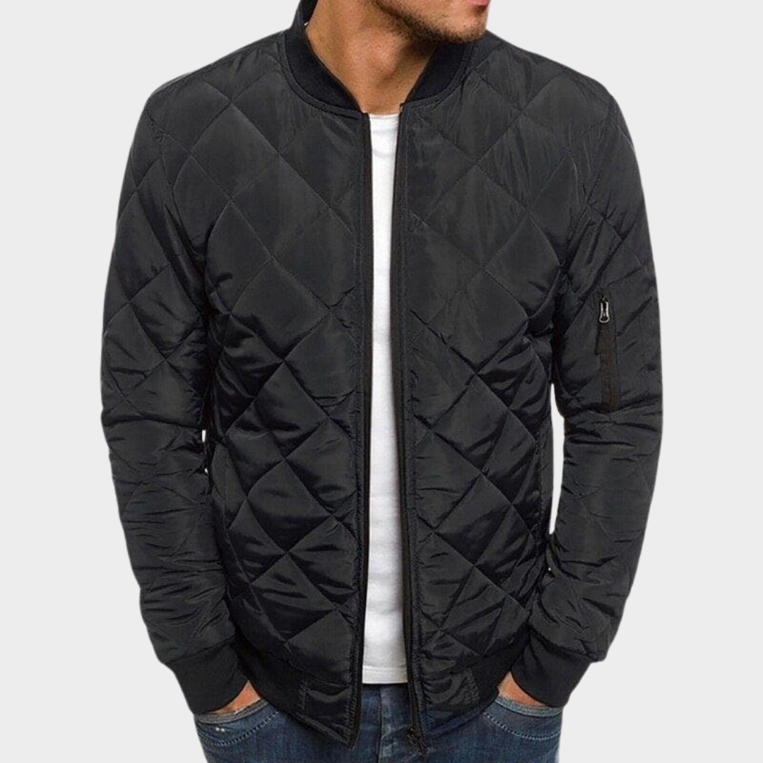 Men's Loose Fit Cotton Jacket – Solid Colour Coat with Argyll Padded Design – Warm Comfortable Outerwear – Multiple Colours