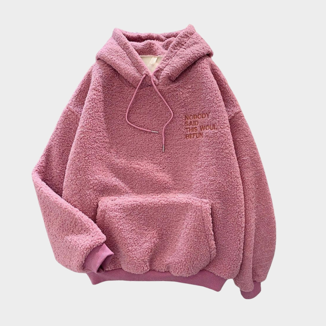 Women's Hooded Sweatshirt - Loose Harajuku Fleece Sweater with Pockets (Apricot, Blue, Pink)