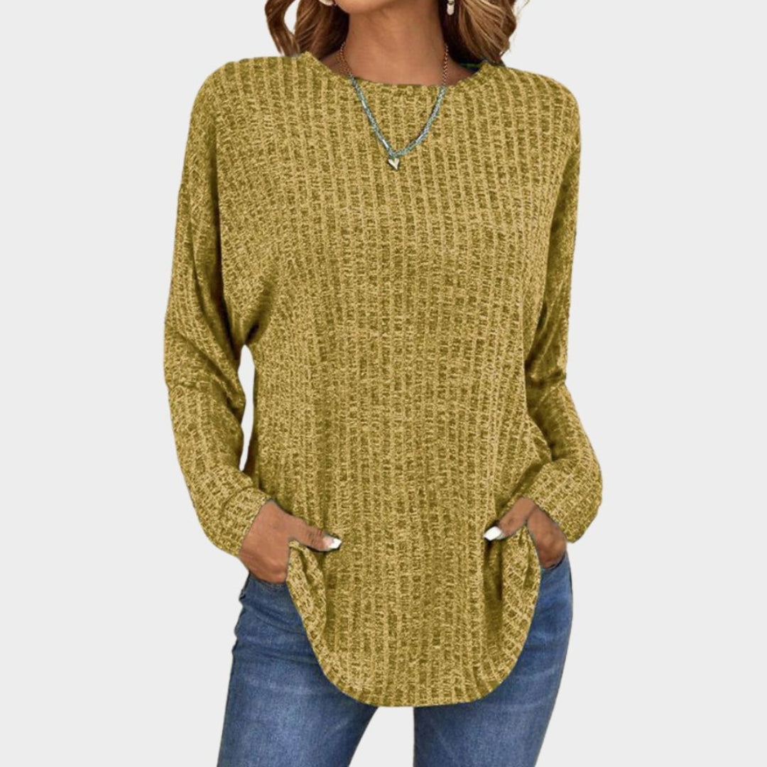 Women's Oversized Long Sleeve T-Shirt - Casual Cotton Tunic Top, Streetwear (Khaki, Black, Blue, and More)
