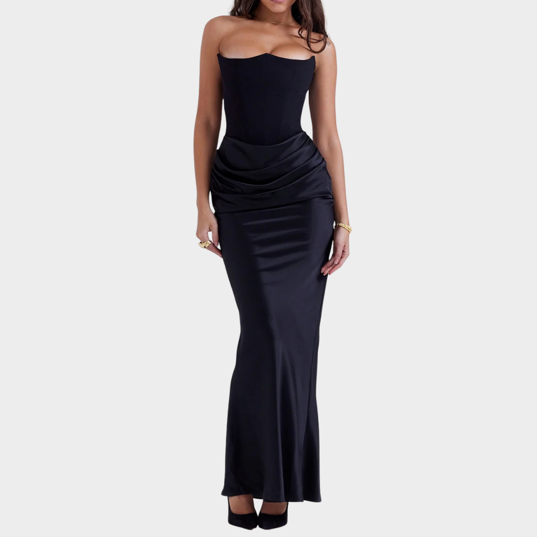 Women’s Long Dress – Strapless Patchwork Design – Sleeveless Backless Slim Fit – Mermaid Evening Gown – Multiple Colours