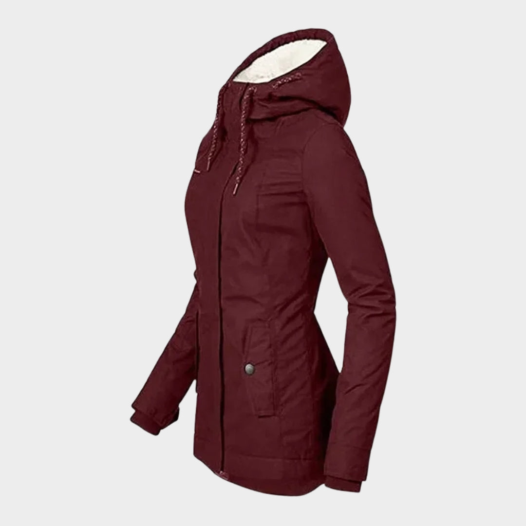 Women’s Winter Parka – Hooded Mid-Length Coat, Thick Plush Lining (Grey, Green, Black, and More)