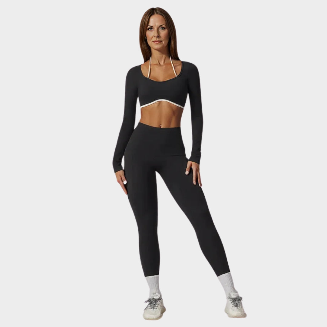 Women's 2-Piece Gym Set - High-Waisted Leggings & Backless Sports Bra - Quick-Dry Yoga & Fitness Outfit - Multiple Colours