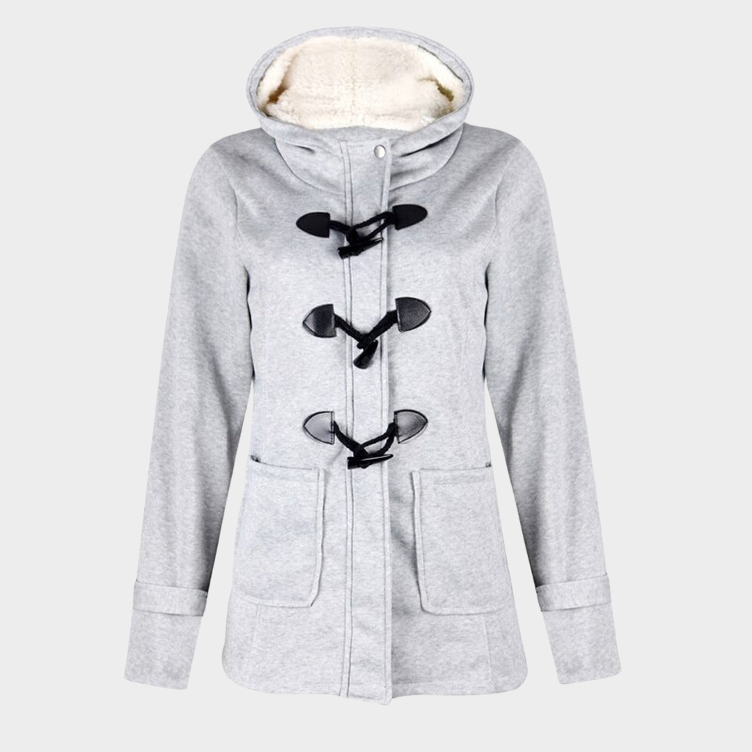 Women's Hooded Coat - Zipper & Horn Button - Casual Fit - Multiple Colours