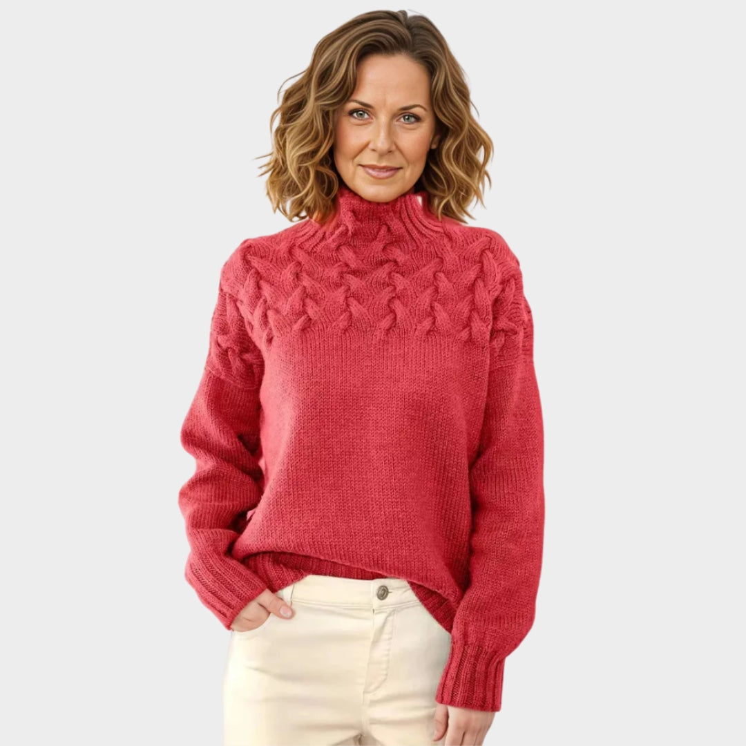 Thick Women’s Turtleneck Sweater Oversized Knit Jumper Relaxed Fit - Red, Dark Pink, Pink, and More