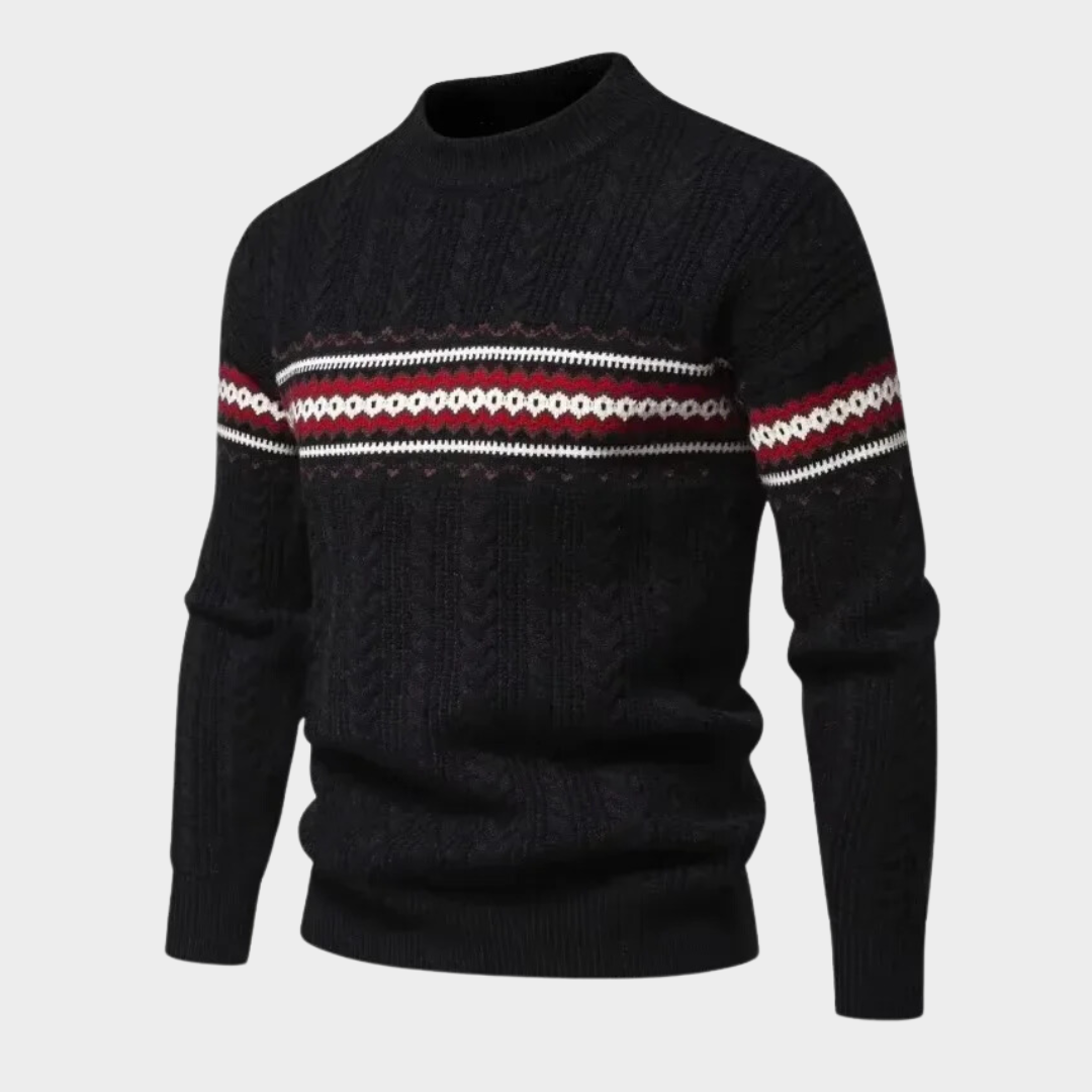 Men's Autumn and Winter Warm Knitted Sweater - Round Neck Casual Design (Black, Grey, White)